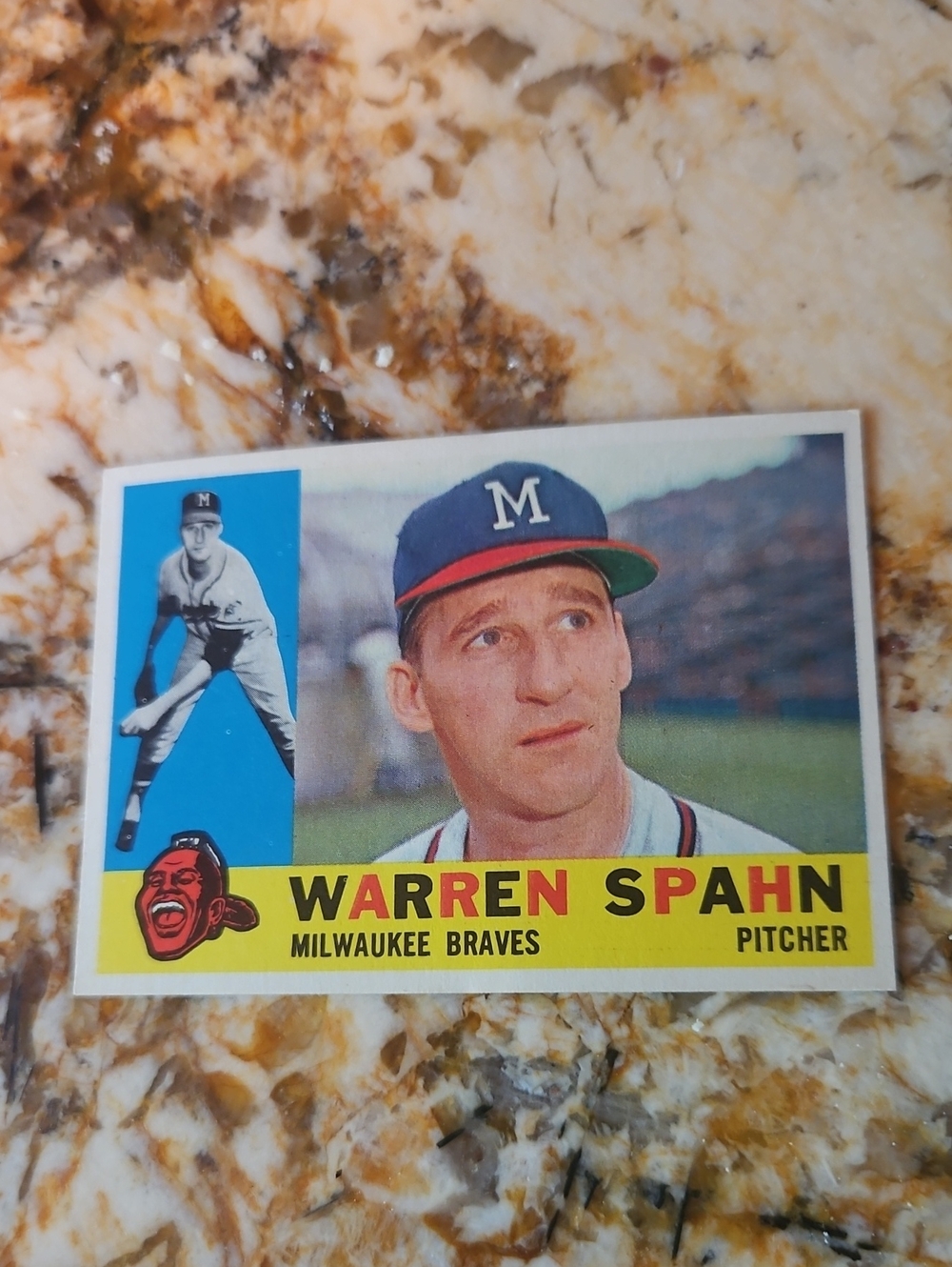 Topps 1960 #445 Warren Spahn Baseball Card .Non Graded Excellant Condition